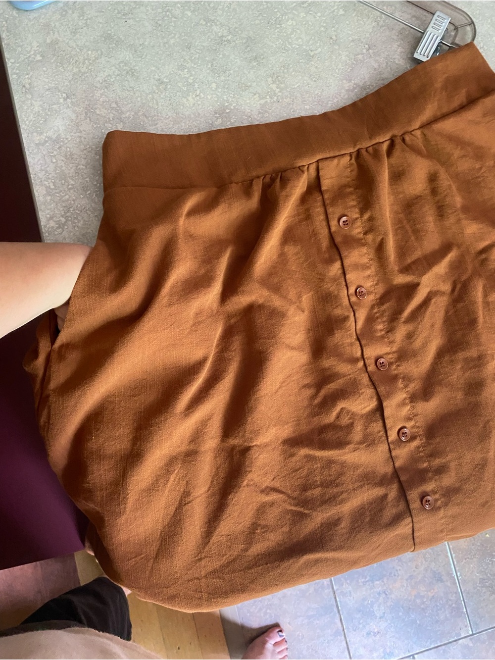Rust Button-Front Skirt - Picture 6 of 7